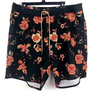 Rusty Brand Black Floral Board Shorts